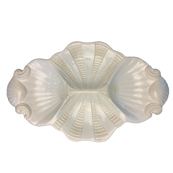 LENOX Butler's Pantry 4-Part Relish Dish White Shell Serving Platter 17.5" VGUC - Picture 1 of 10